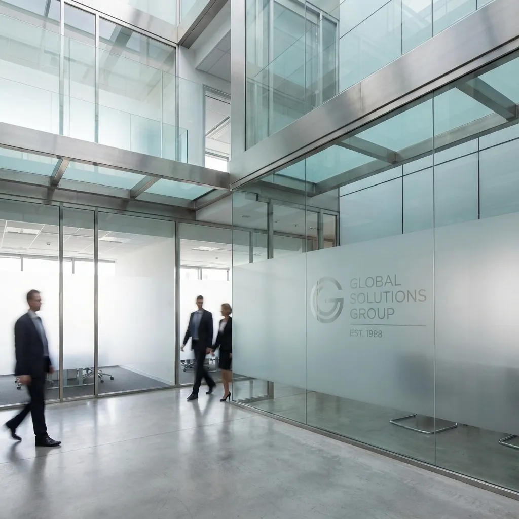 Modern office interior with sharp architectural lines reflecting professional standards.