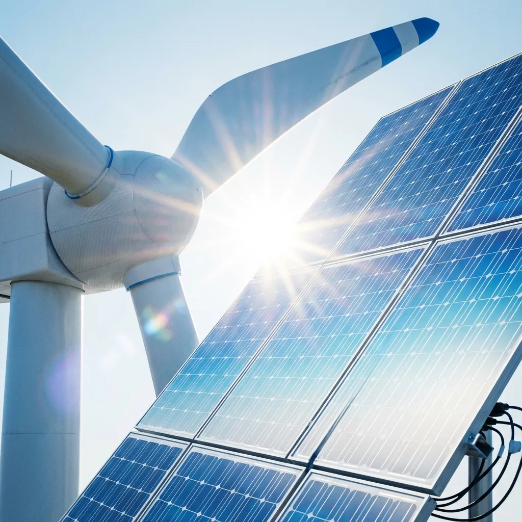 Solar panels and power grid.